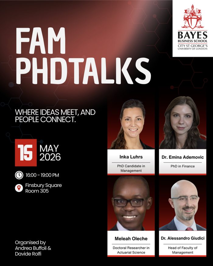 FAM PhD Talks · May 2026 flyer