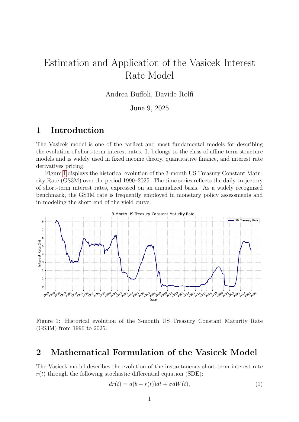 Episode 1 · Estimation and Application of the Vasicek Interest Rate Model