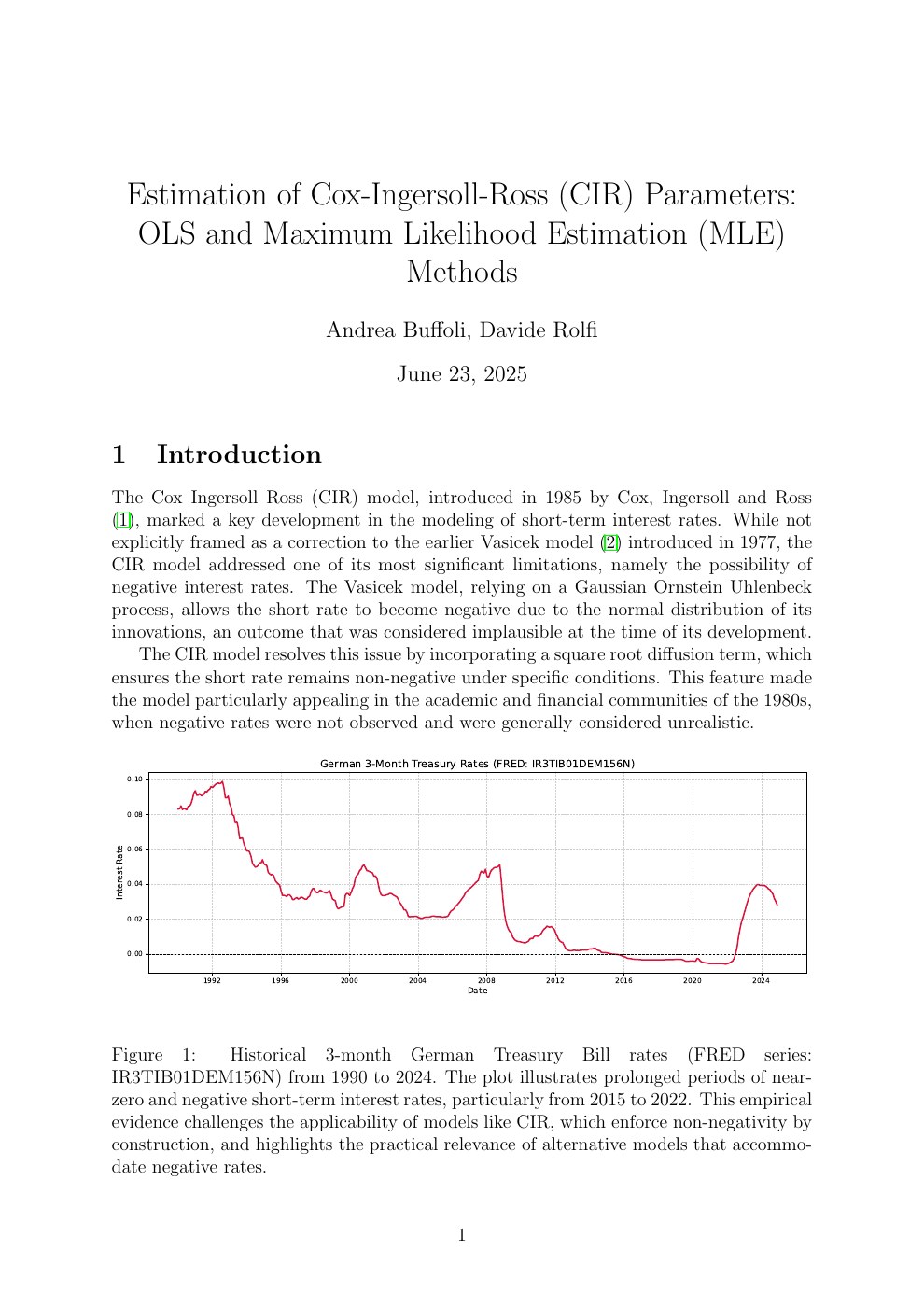 Episode 3 · Estimation of Cox-Ingersoll-Ross (CIR) Parameters: OLS and Maximum Likelihood Estimation (MLE) Methods